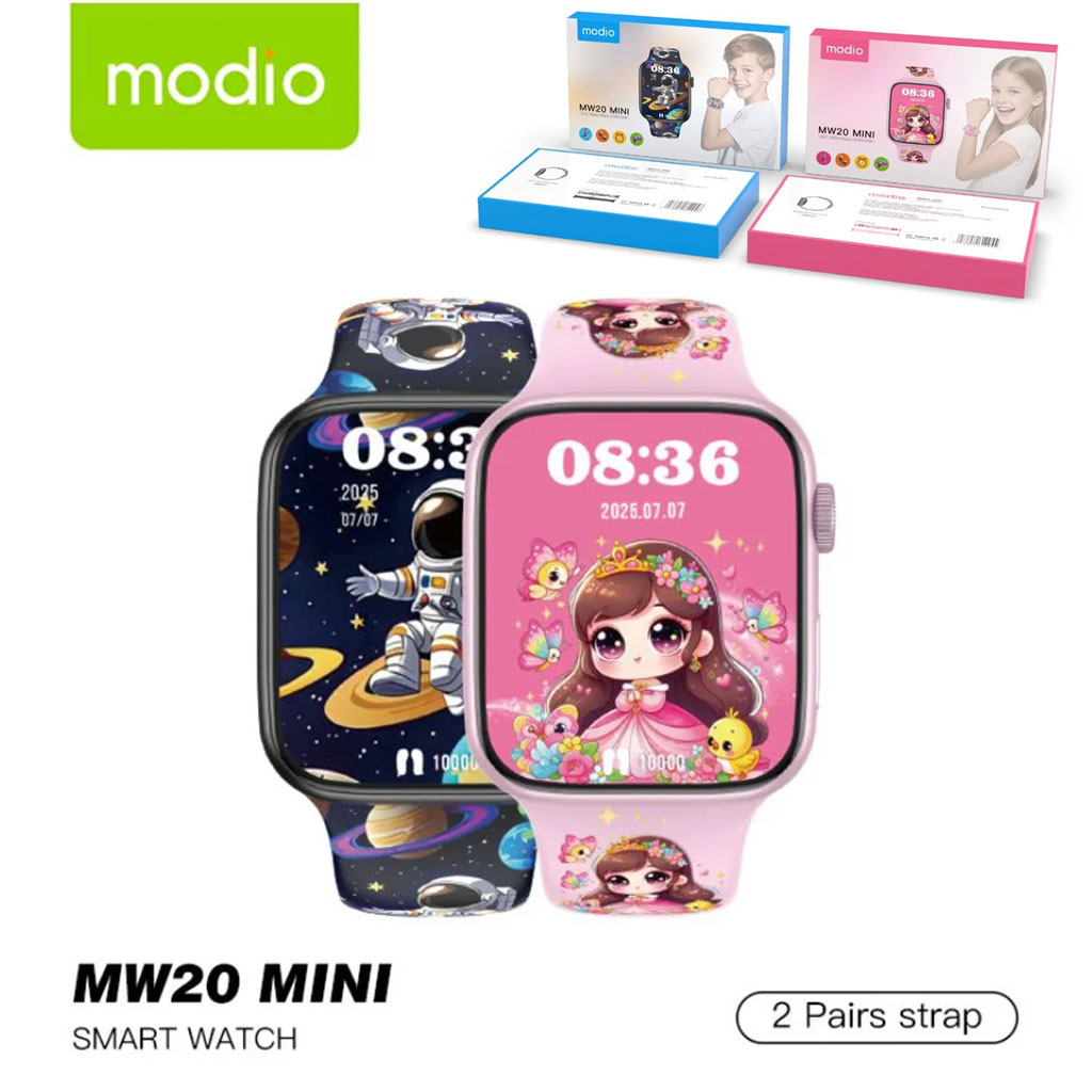 Smartwatch Modio MW20 Mini pour filles et garçons avec 2 bracelets – ساعة ذكية للأطفال